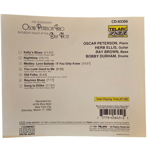 Oscar Peterson Trio Saturday Night At The Blue Note Jazz Music CD  37643cd - Picture 2 of 2